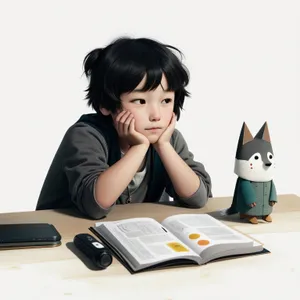 Happy businesswoman working on laptop at office desk