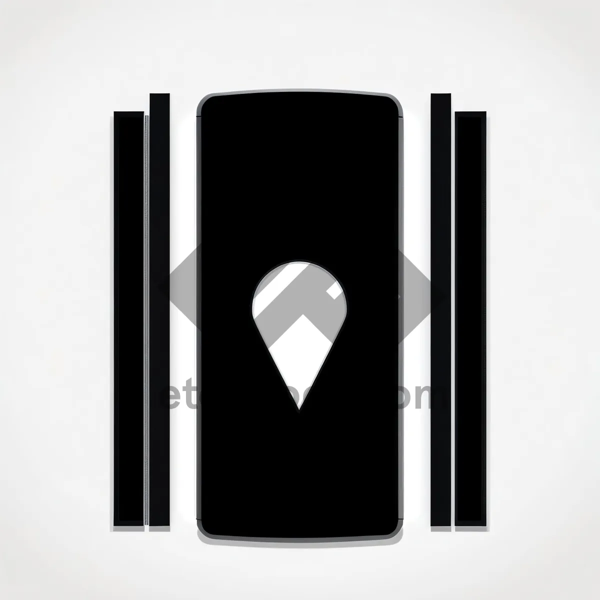 Picture of Modern Black Button Icon with Double Square Design