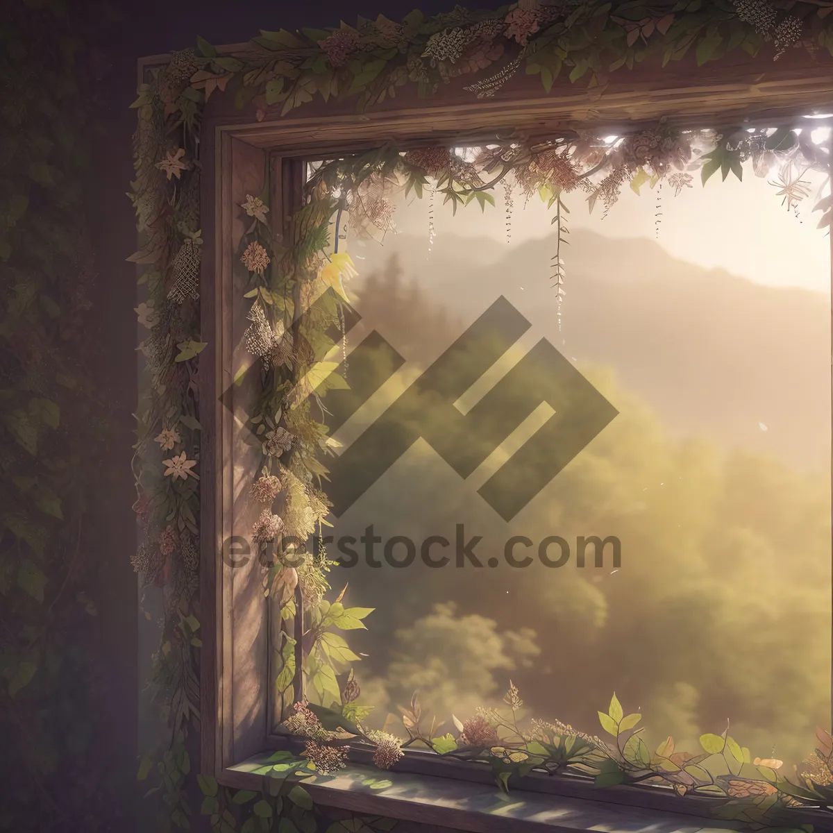 Picture of Autumn Serenity through Forest Window