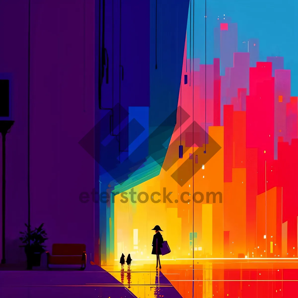Picture of Business Presentation - Architectural Silhouette with Flag and Locker Design