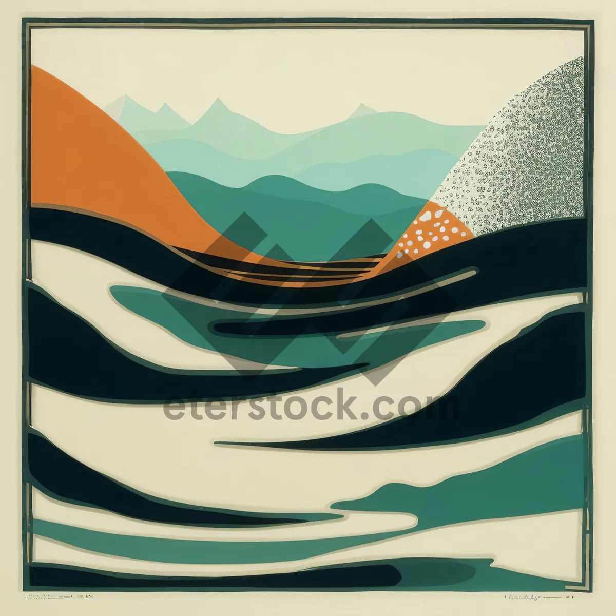 Picture of Modern Graphic Art with Wave Pattern - Stationery Wallpaper