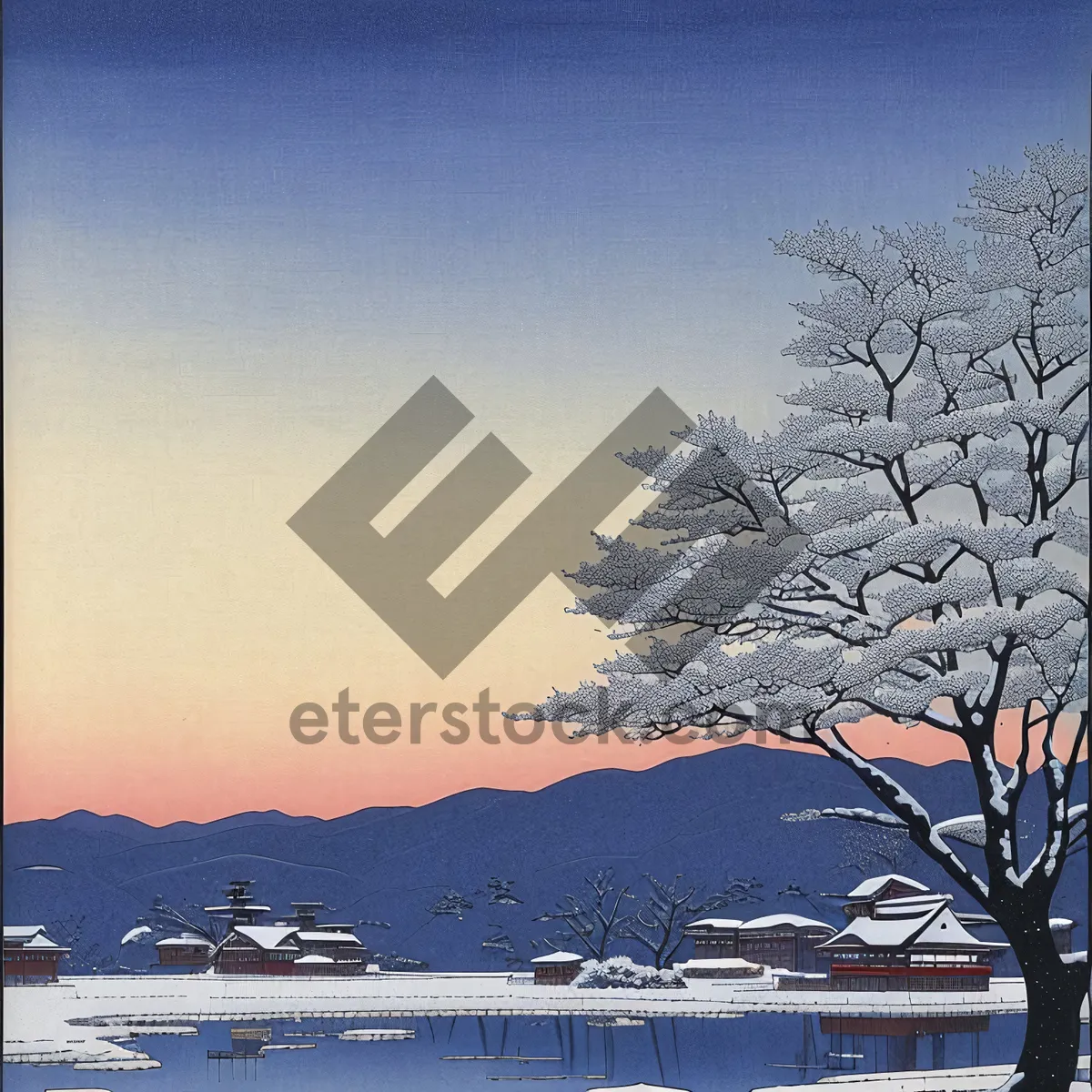 Picture of Sunset Reflections on Beach Shores: Serene Summer Vacation Scene