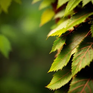 Lush Maple Leaves in Bright Forest