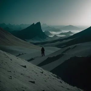 Snow-capped Alpine Range in Majestic Winter Landscape.