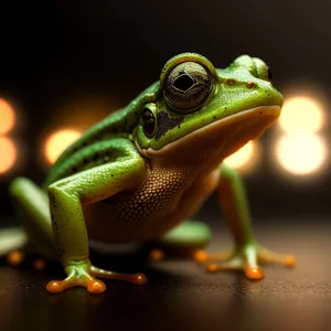 Vibrant Orange Eyed Tree Frog with Bulging Eyes