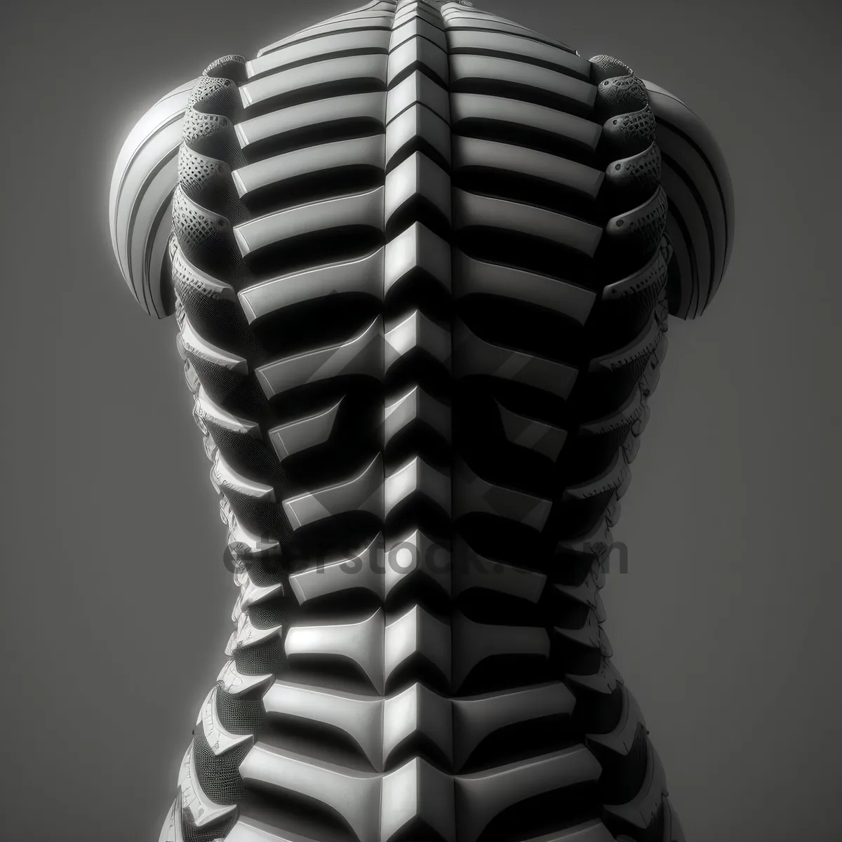 Picture of Transparent 3D X-ray of Inflamed Spine in Torso