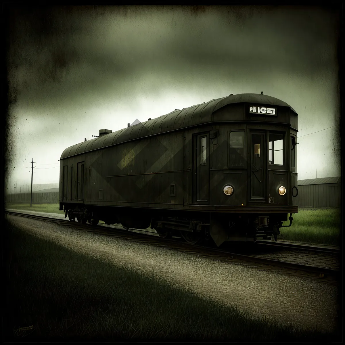 Picture of Vintage Train on Railway Tracks