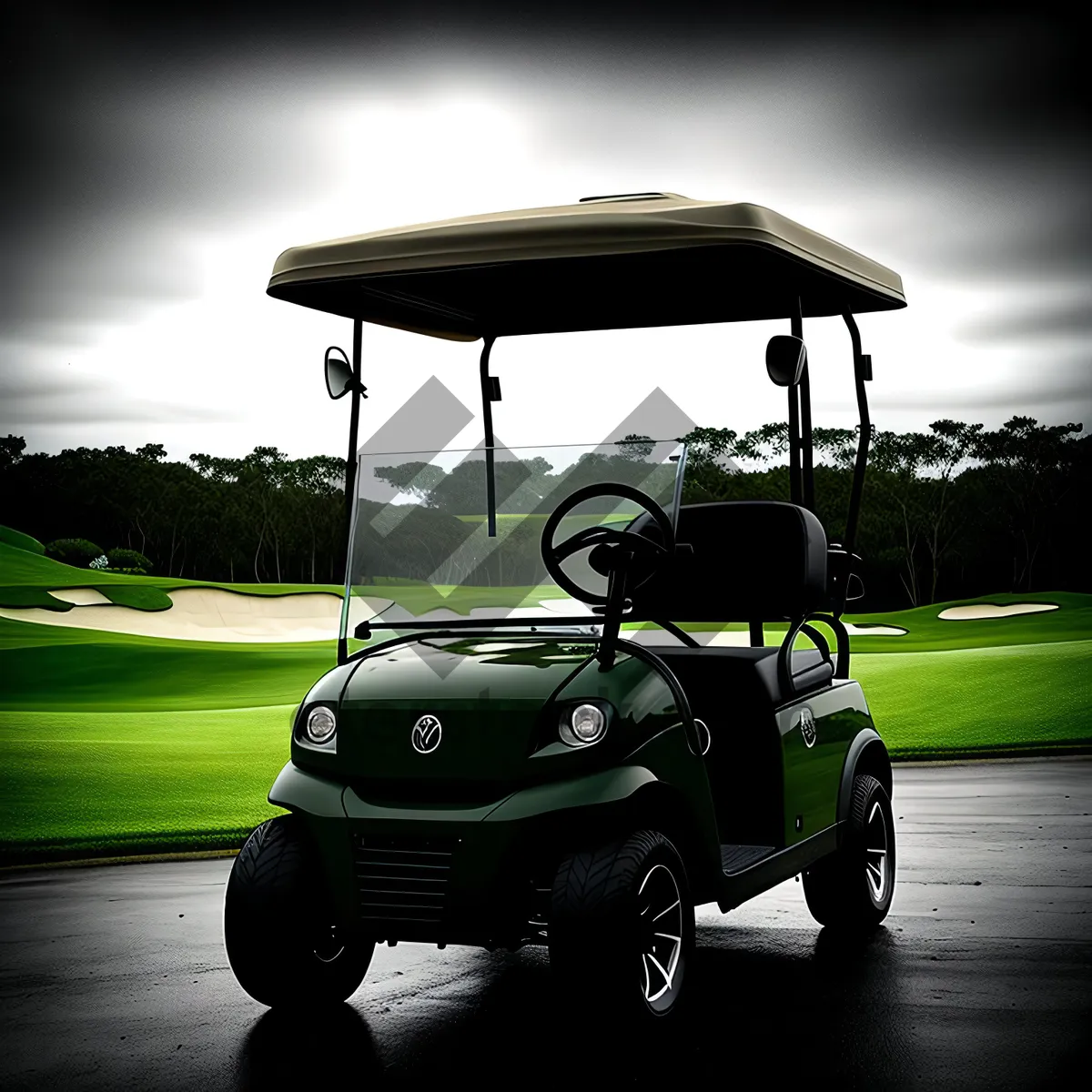 Picture of Golf Cart on Green Course