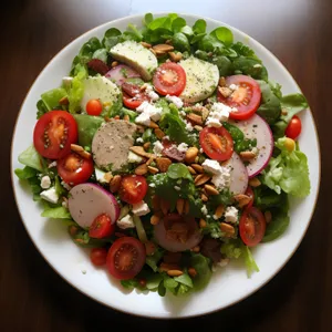 Fresh Gourmet Salad with Cucumber and Tomato
