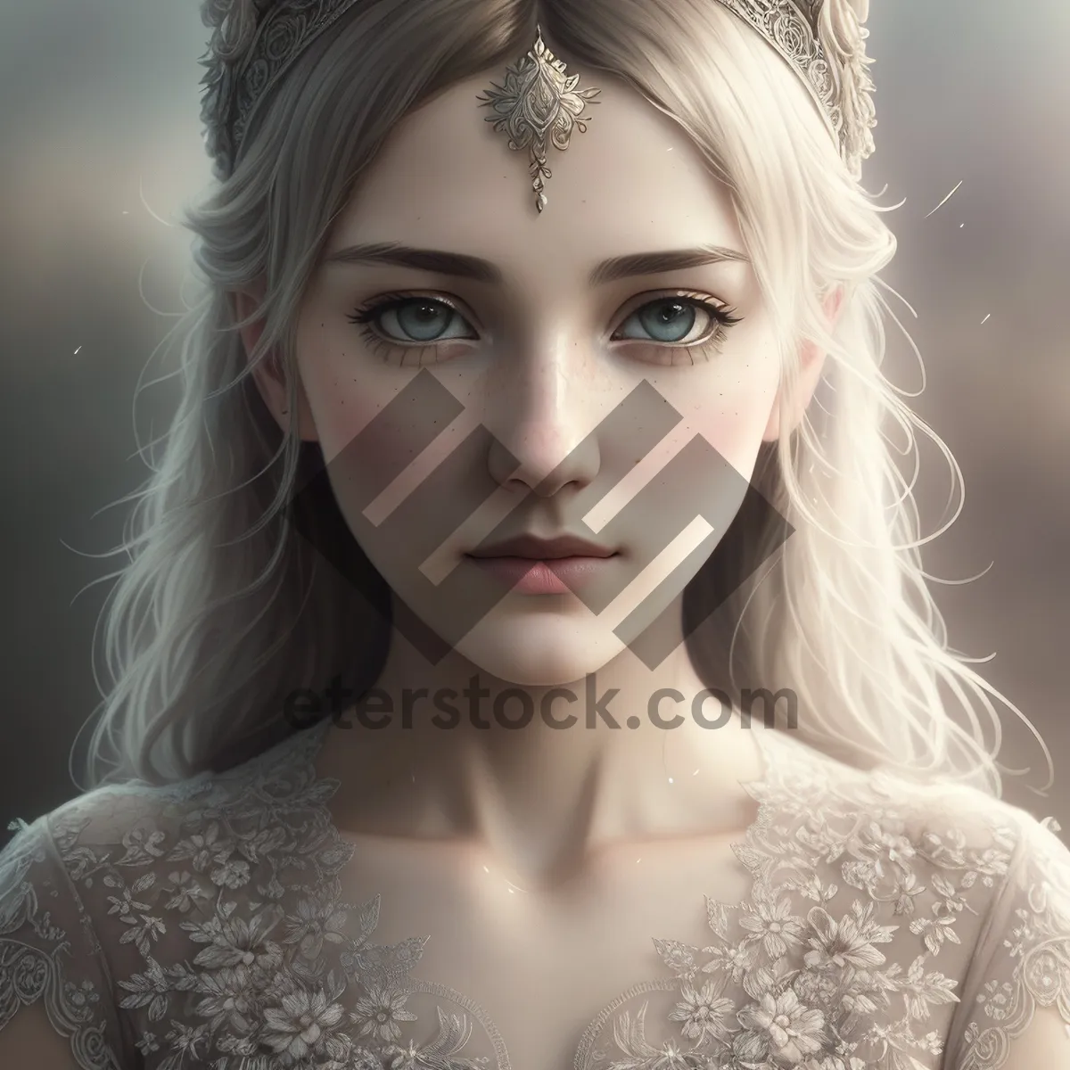 Picture of Stunning Blond Model with Glamorous Makeup