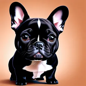 Cute Studio Cartoon Bulldog Pet Image.
