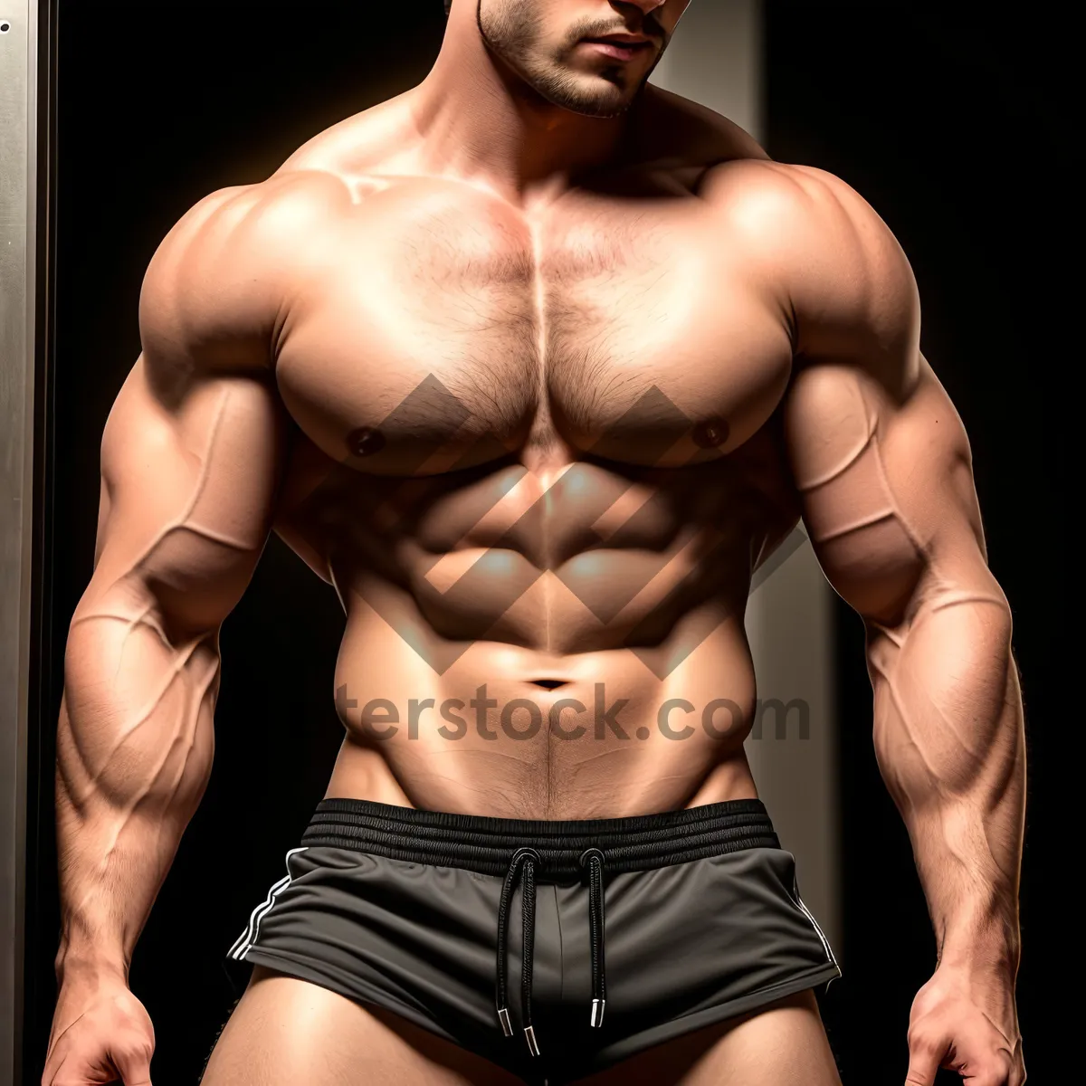Picture of Ripped Adonis: Chiseled muscular male model showcasing fitness
