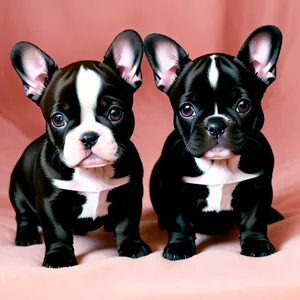 Adorable Terrier Bulldog puppy posing in studio