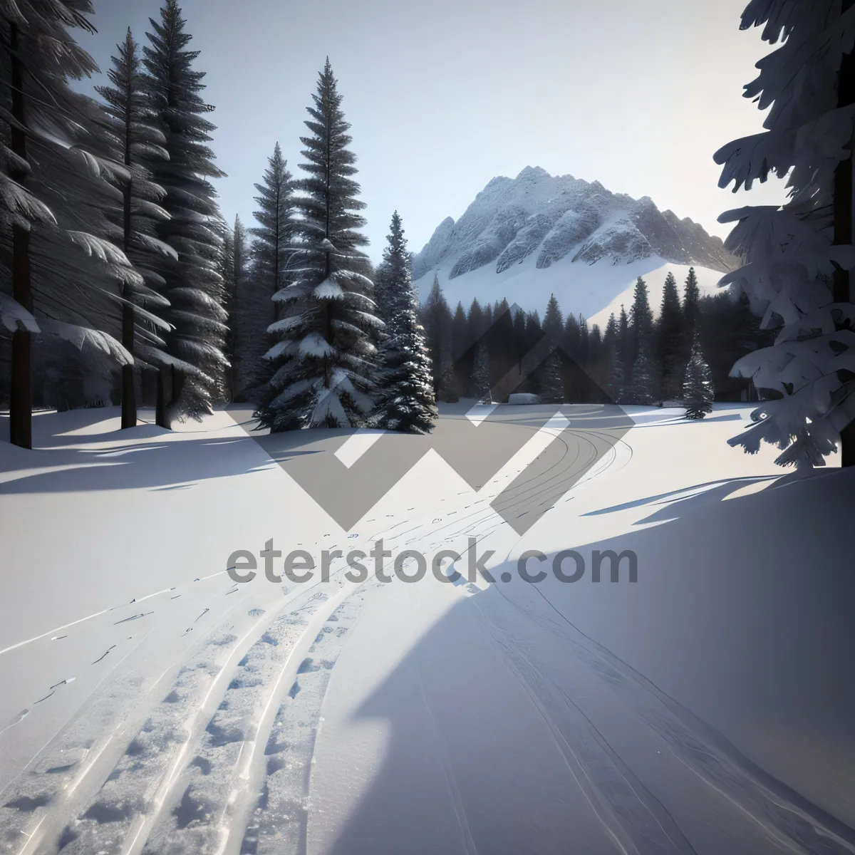 Picture of Snowy Alpine Ski Slope With Majestic Mountain Landscape