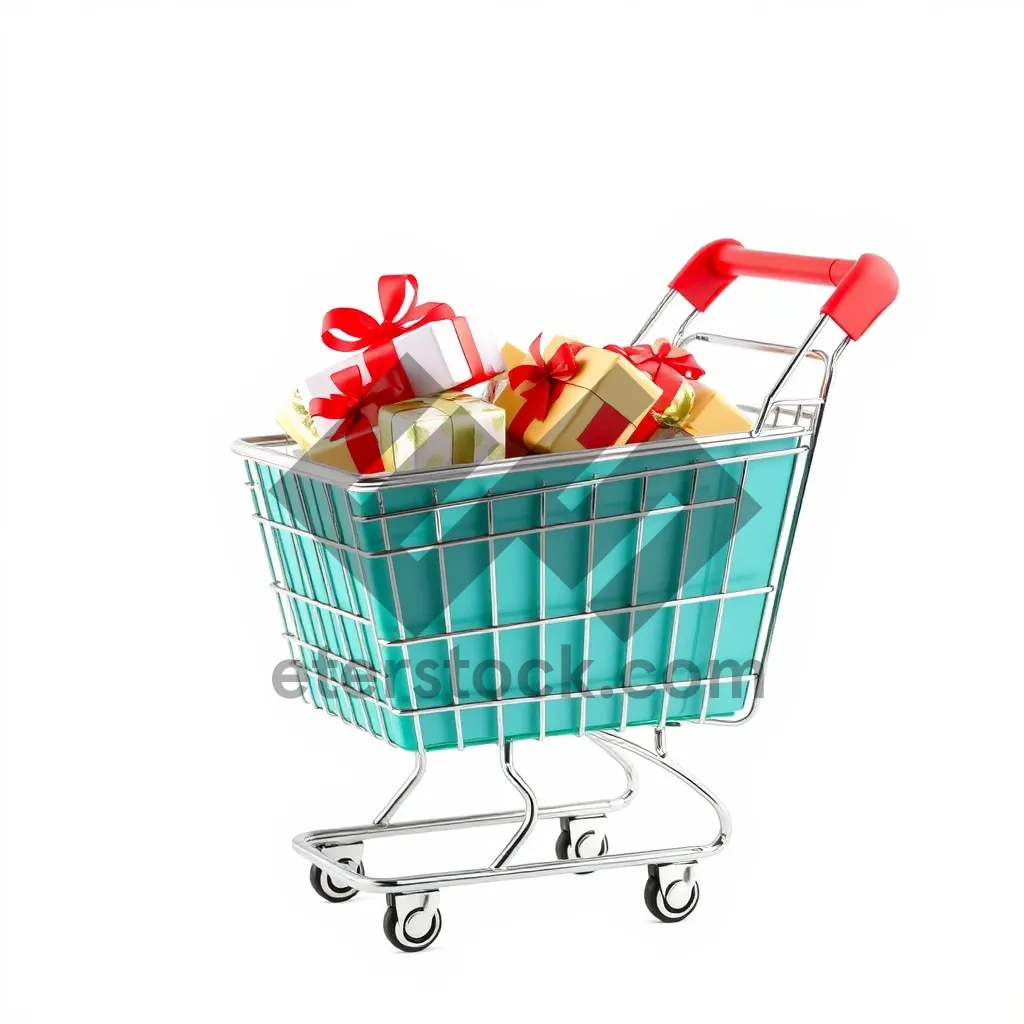 Picture of 3D supermarket shopping cart wheel symbol