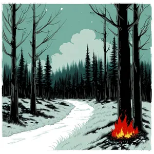 Winter Wonderland: Majestic Snow-Covered Forest and Clear Blue Sky