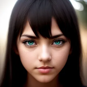 Locks of Elegance: Brunette Beauty Mesmerizes with Sensual Gaze