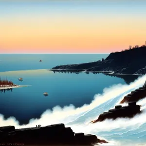 Serene Sunset over Ocean Waves