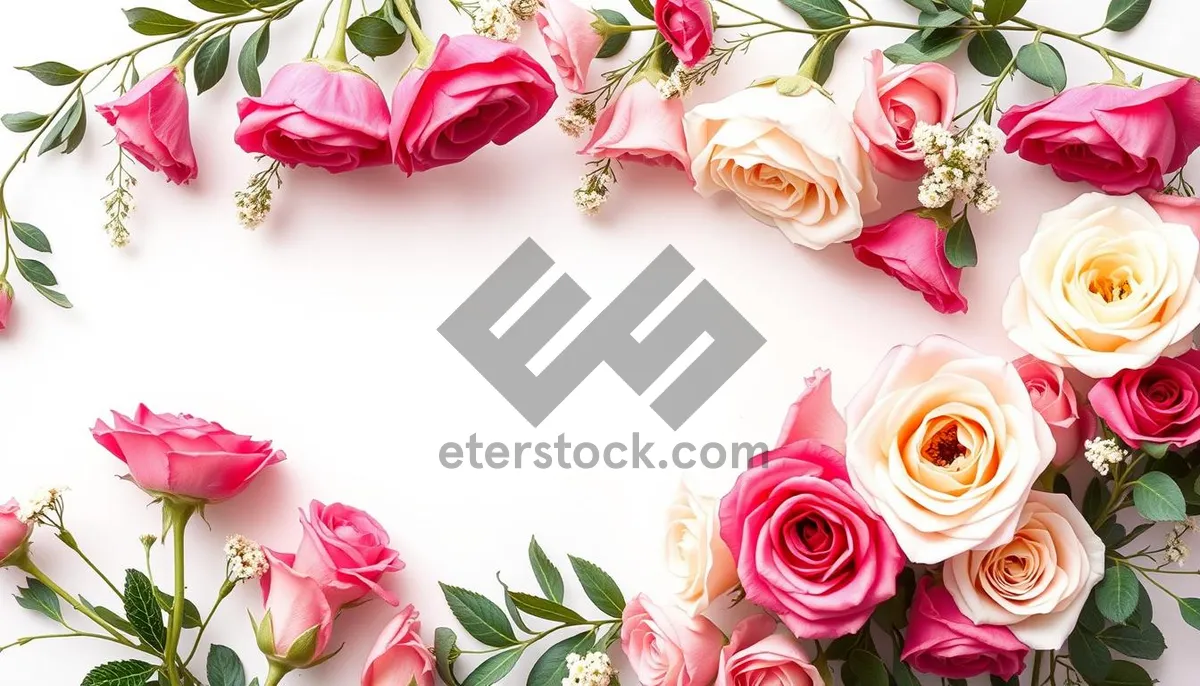 Picture of Romantic Wedding Bouquet with Pink Roses and Blossoms