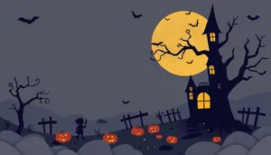 Halloween night silhouette with pumpkin tree.