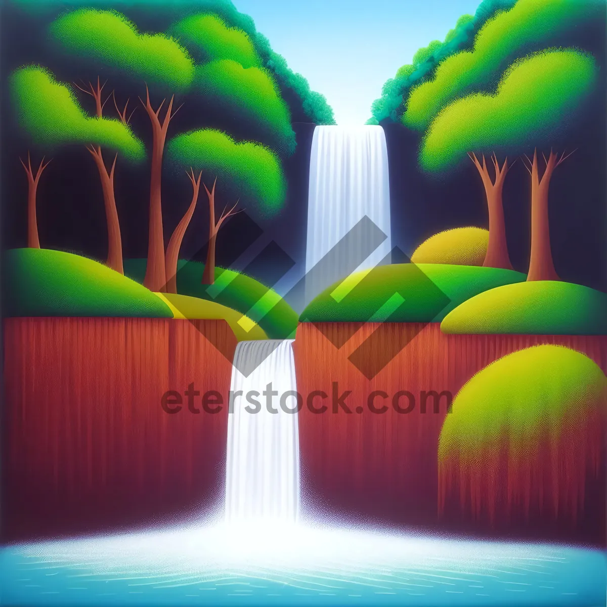 Picture of Vibrant Brushstrokes: Colorful Digital Art with Greenery and a Toothbrush