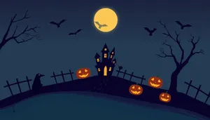 Spooky Halloween Night Silhouette in Moonlight