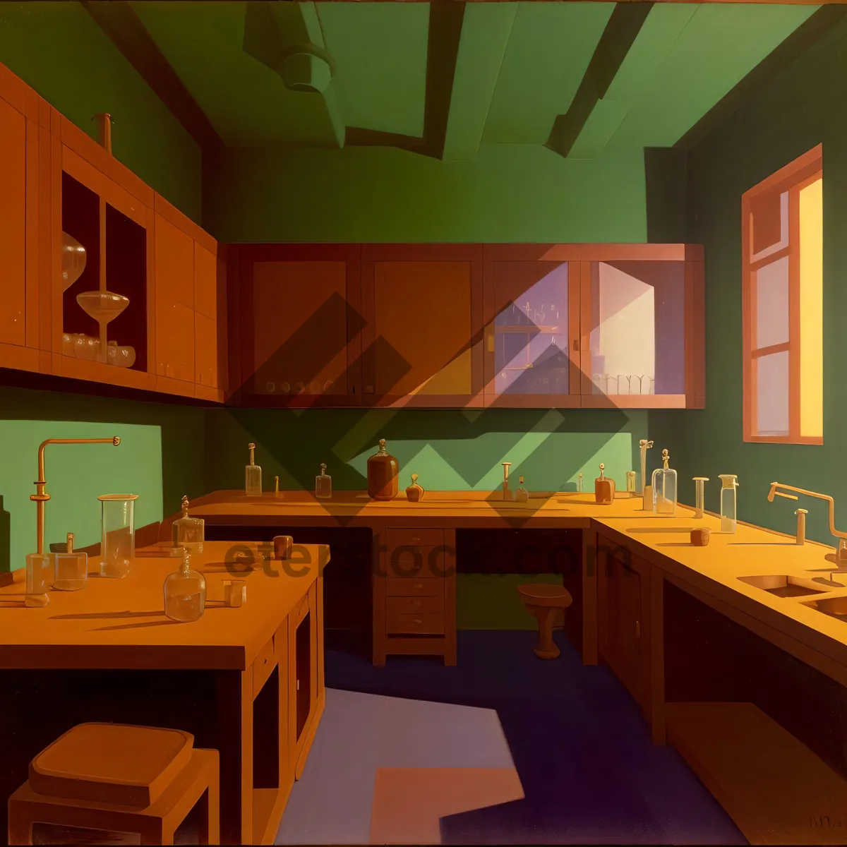 Picture of Modern Kitchen Interior with Stylish Furniture