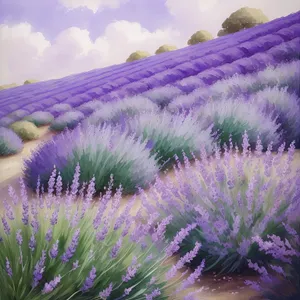 Bright Lavender Herb in Colorful Field