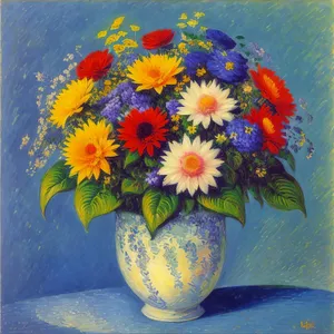 Colorful Sunflower Bouquet in Ceramic Vase