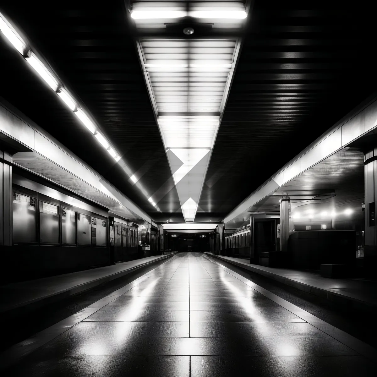 Picture of Urban Transit Hub: Captivating Motion through Glass Corridor