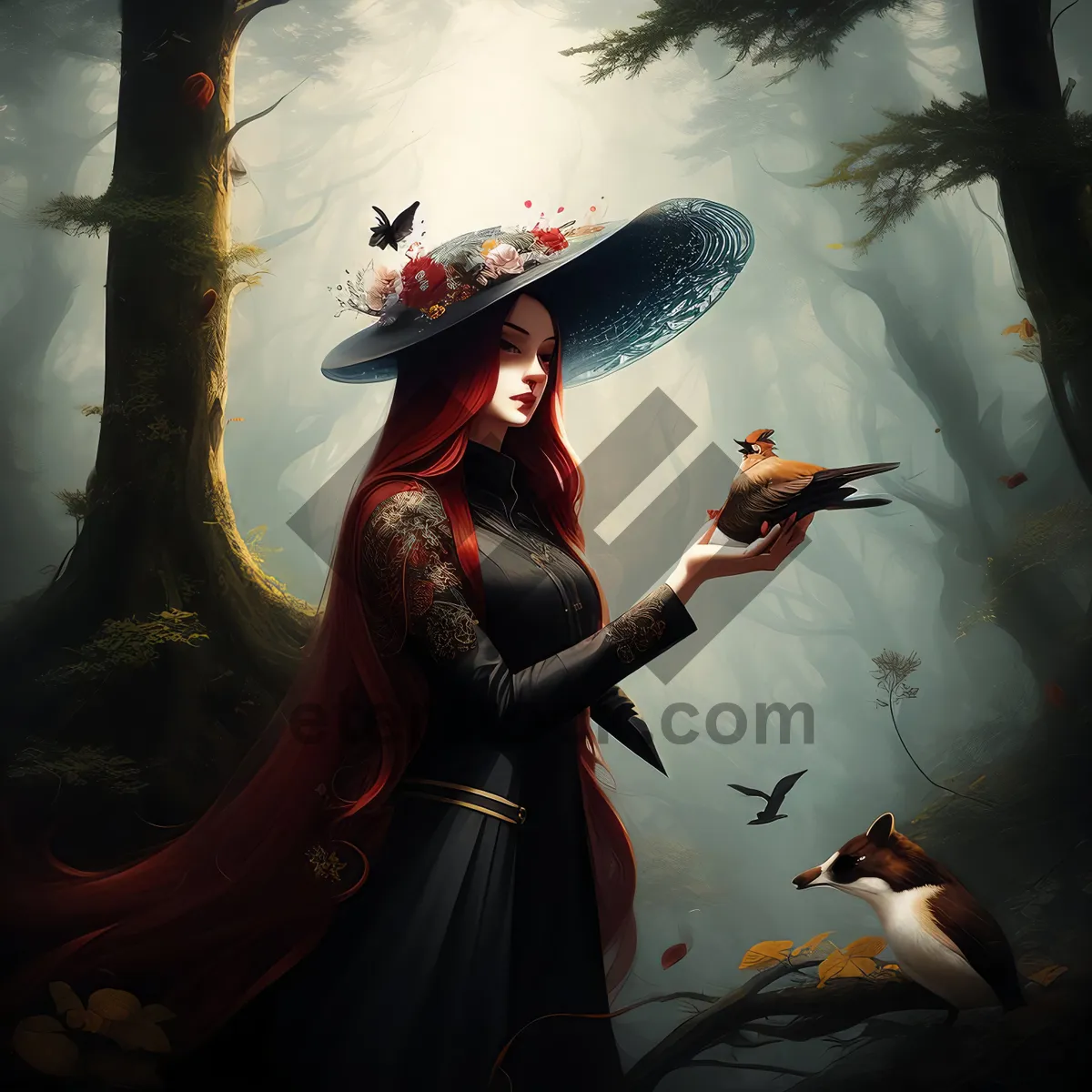 Picture of Dark Sorcerer in Costume with Flintlock Hat Portrait