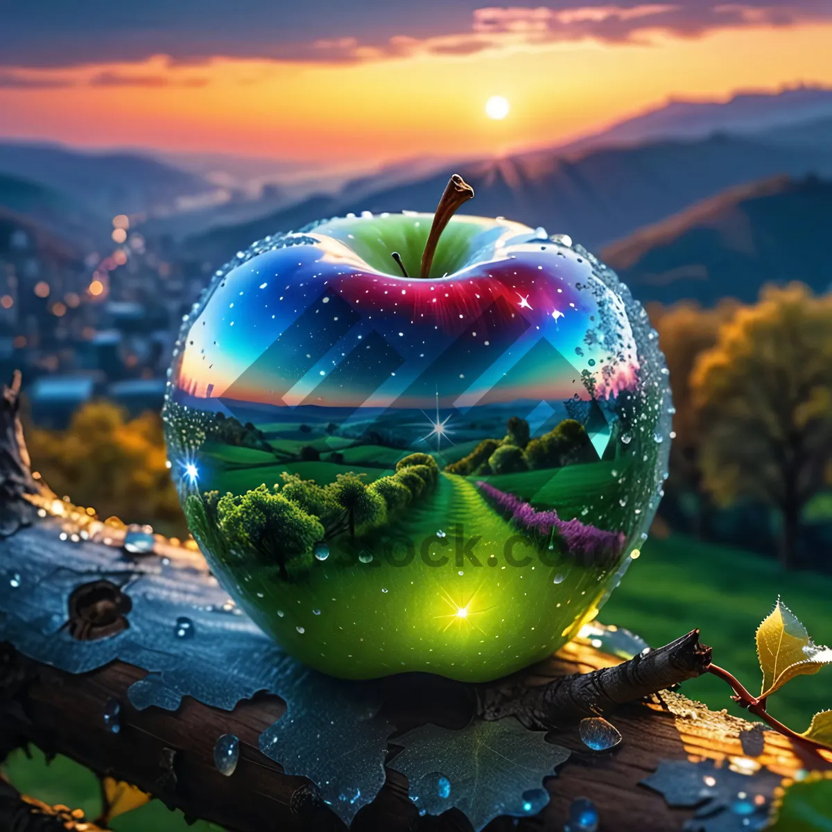 Picture of Fresh Granny Smith apple - tasty, healthy, delicious fruit.