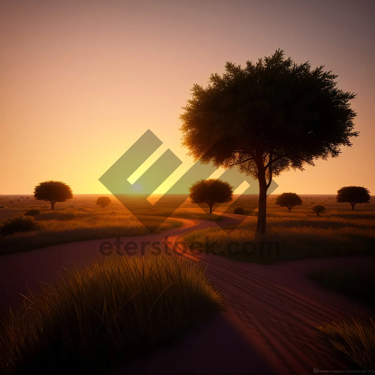 Picture of Golden Horizon at Sunset over the Beach