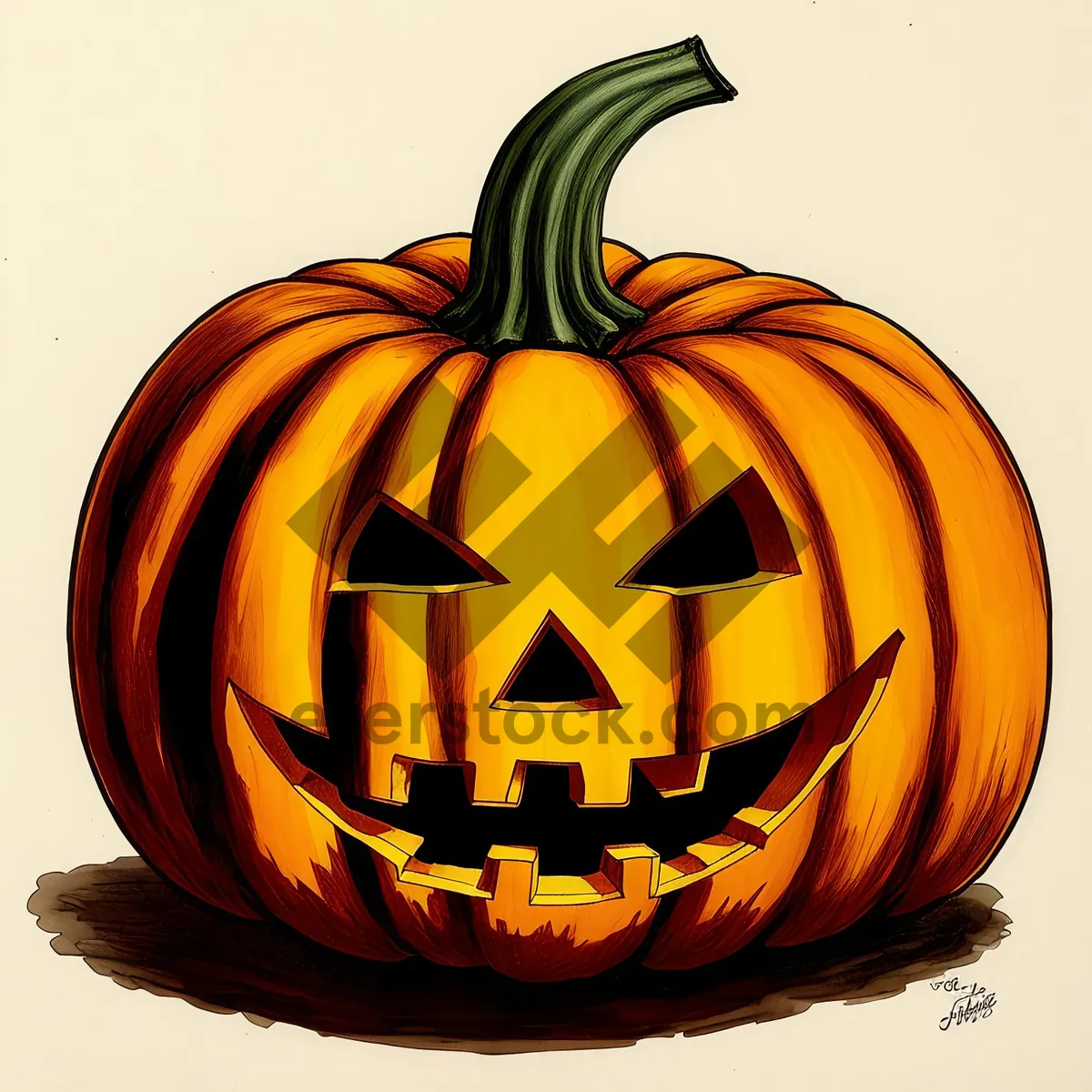 Picture of Spooky Jack-o'-Lantern Halloween Pumpkin Decoration.