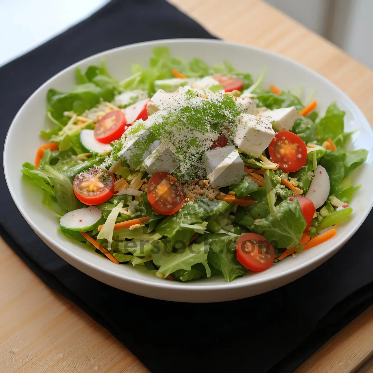 Picture of Delicious Vegetable Salad Bowl with Cheese and Veggies