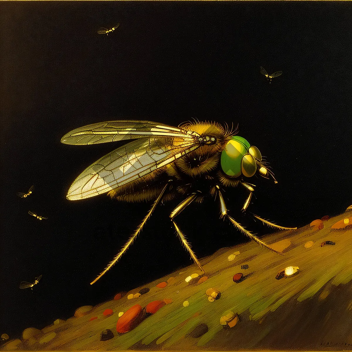 Picture of Vibrant Summer Garden Fly with Detailed Wing