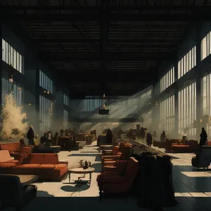 Minimalistic Modern Cafeteria Interior with Stylish Furniture