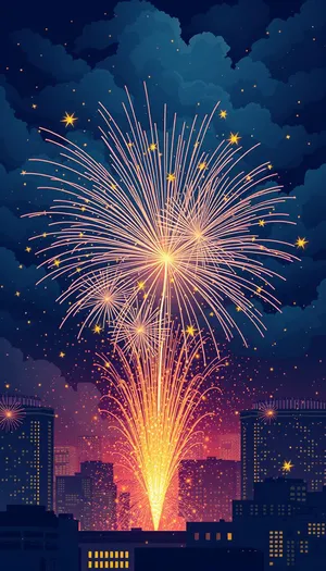 Vibrant Firework Display in the Night Sky