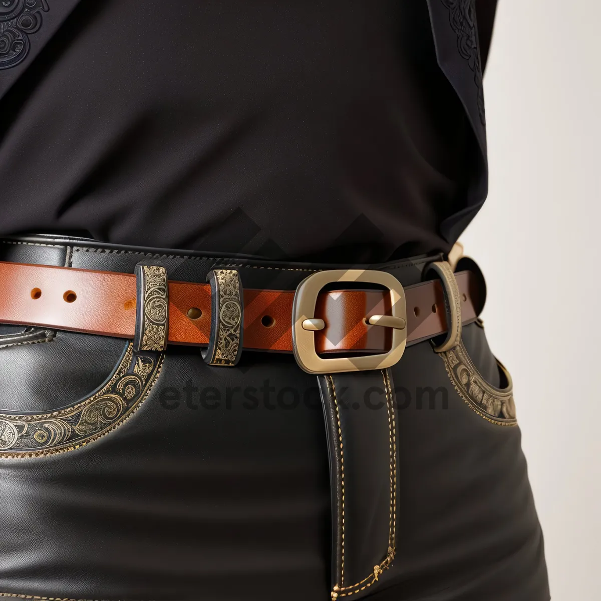 Picture of Stylish Leather Buckle Bag for Fashionable Jeans