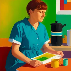 Professional Businesswoman Working on Laptop in Office Smiling