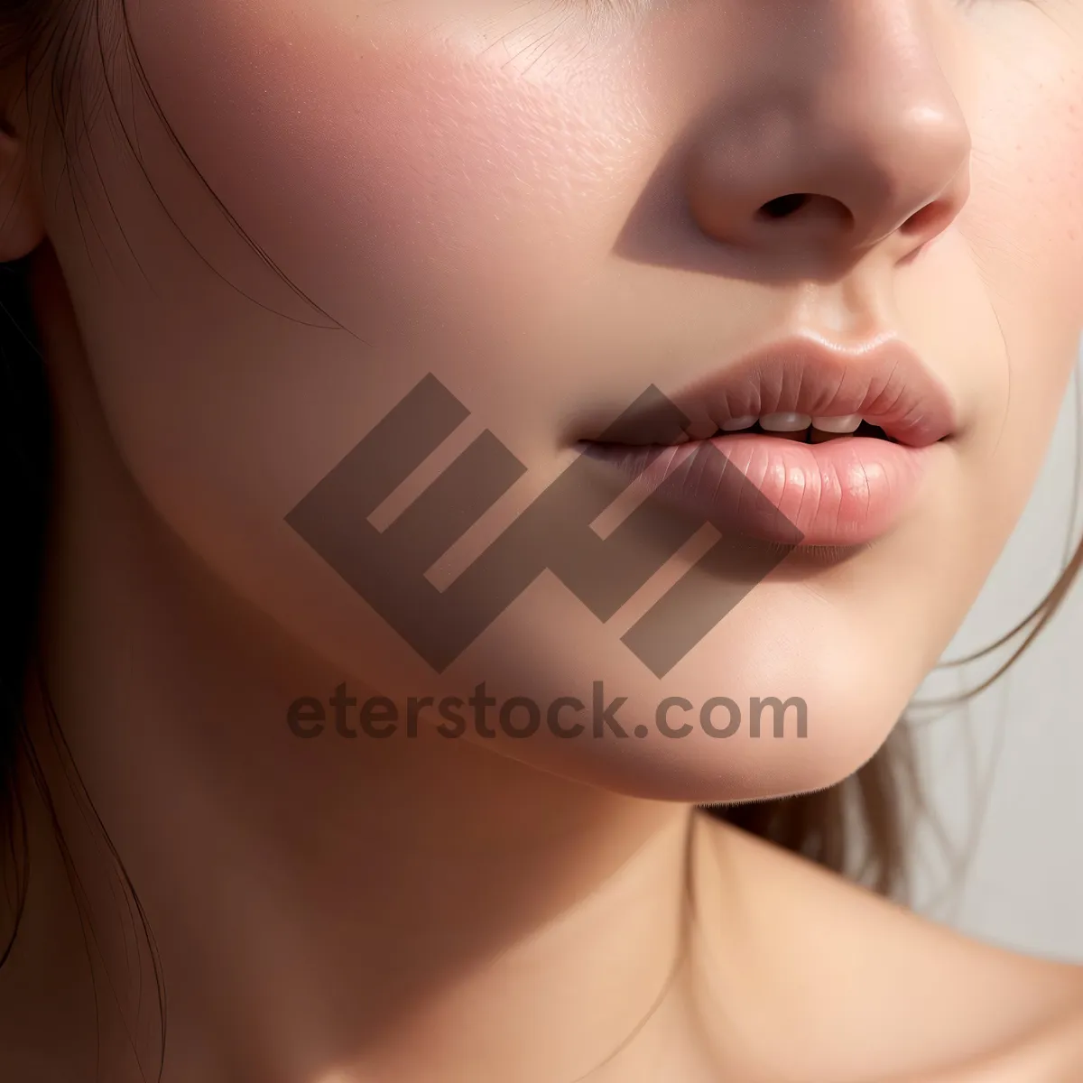 Picture of Radiant Beauty: Close-Up Portrait of Attractive Model with Healthy Skin