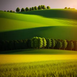 Golden Horizon: Vibrant Rapeseed Meadow in Rural Landscape