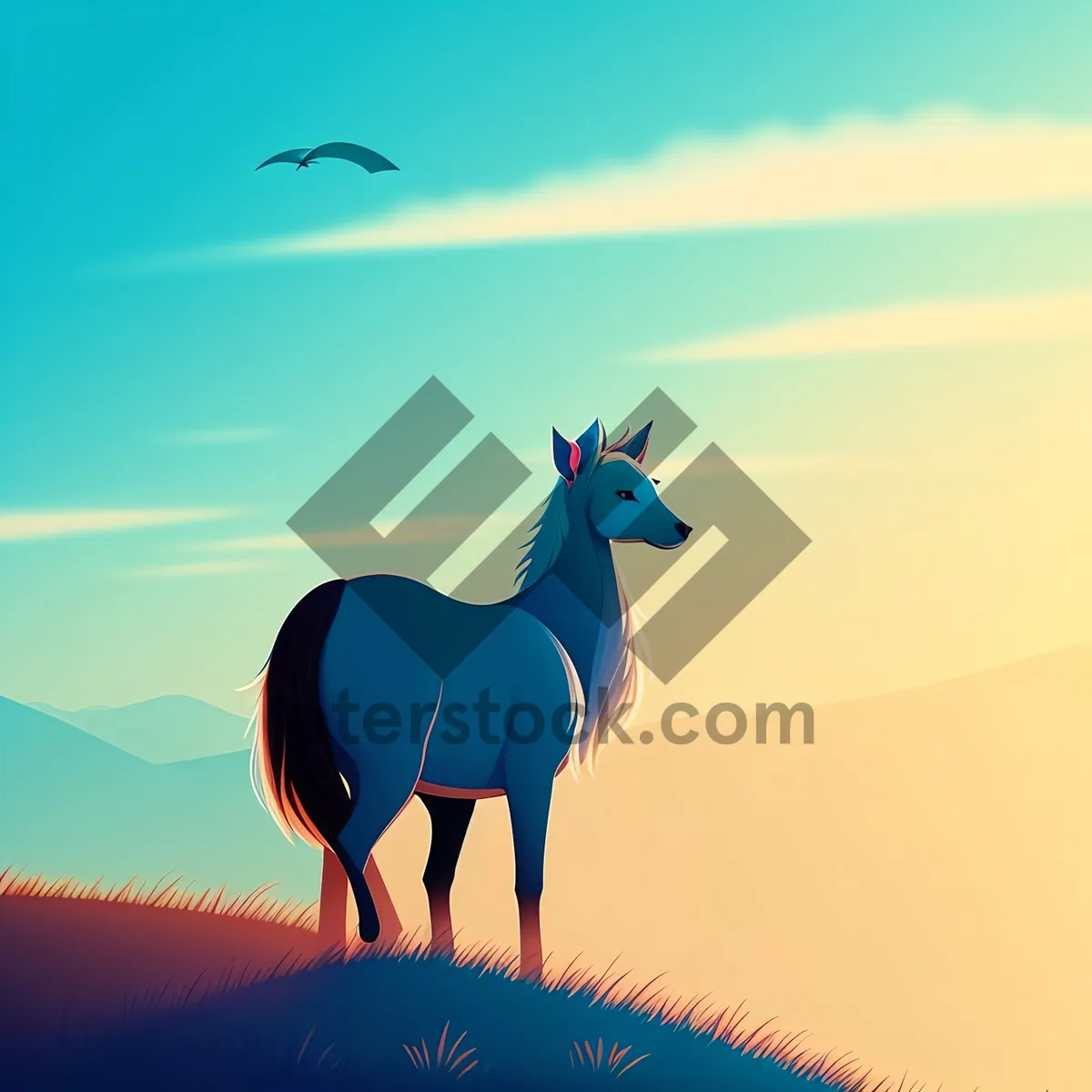 Picture of Majestic Silhouette: Horse at Ranch