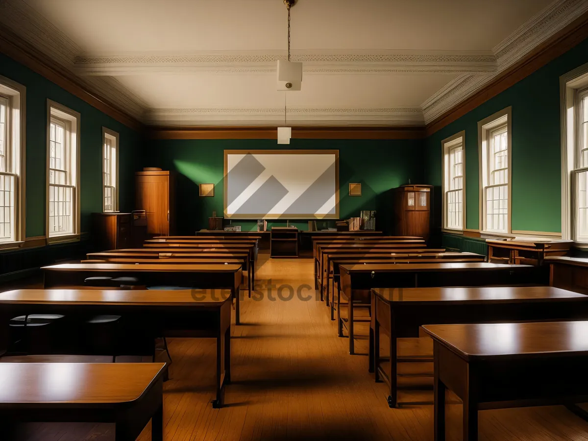 Picture of Modern luxury restaurant interior design with wooden furniture and glass windows