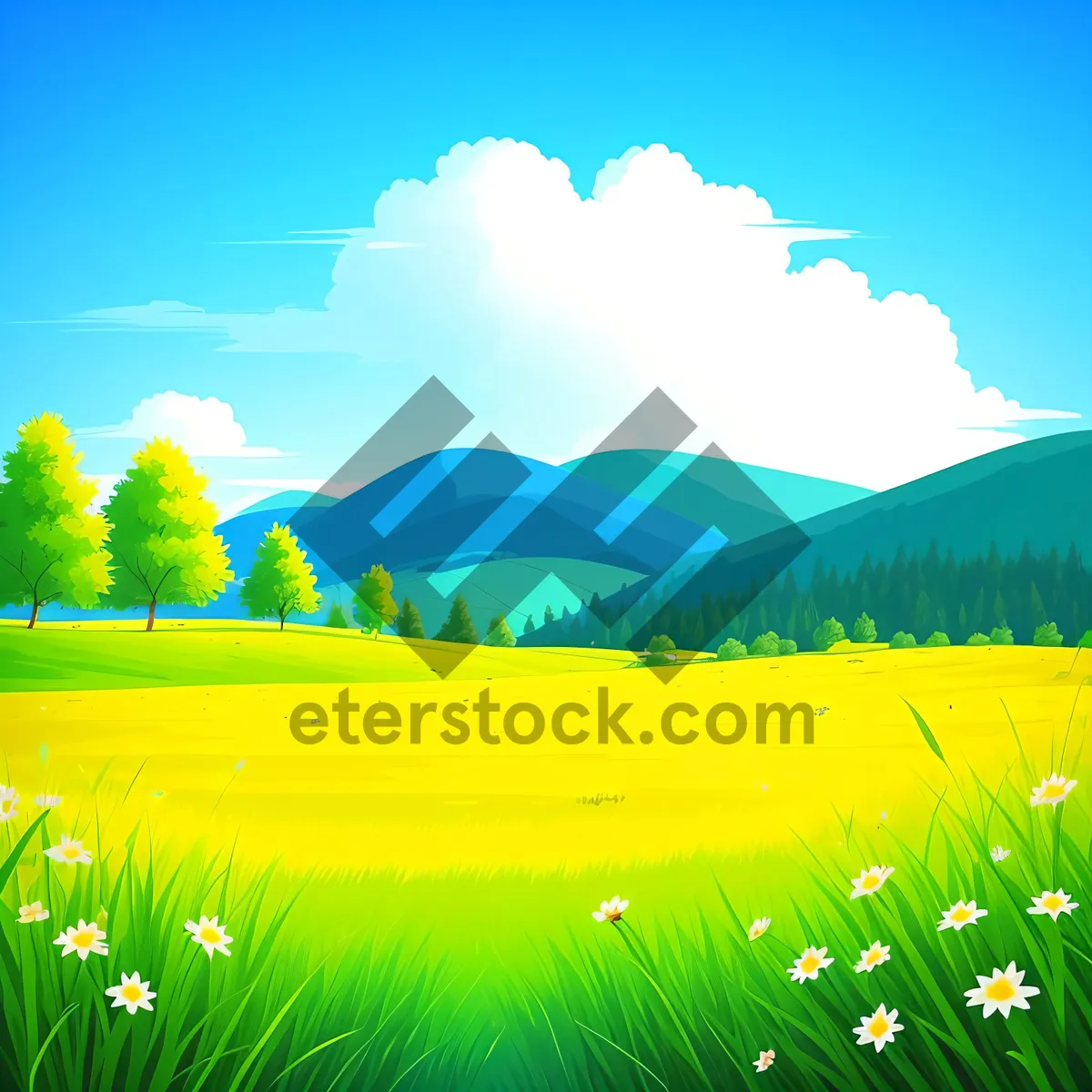 Picture of Vibrant meadow under sunny sky