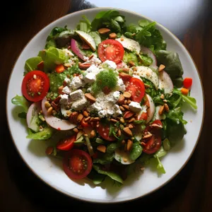 Delicious Veggie Plate with Fresh Salad and Meat