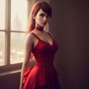 Sultry Sensations: Fashionable Brunette Poses in Elegant Dinner Dress