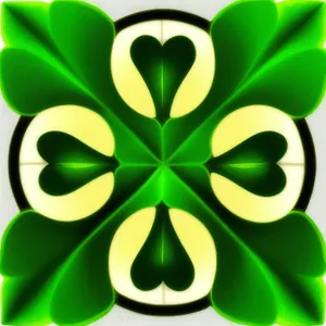 Artistic Clover Symbol Design Set with Leaf Icon