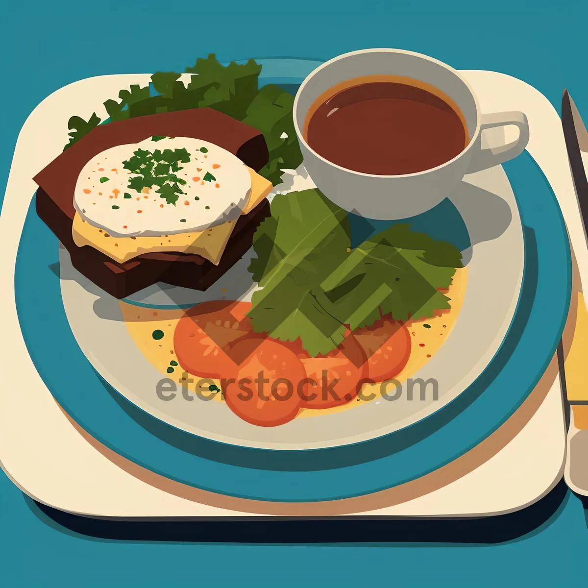 Picture of Delicious Gourmet Breakfast Plate with Coffee Mug