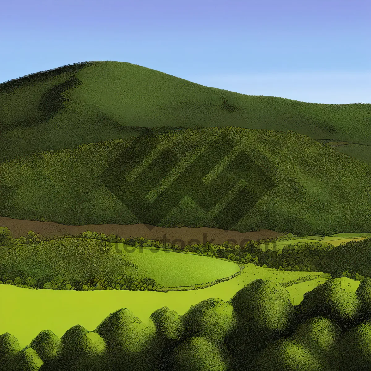 Picture of Highland Farm Landscape with Tea Fields and Scenic Hill